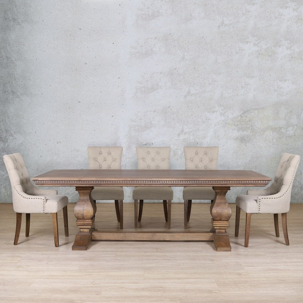 Belmont Fluted Wood Top & Duchess 8 Seater Dining Set Dining room set Leather Gallery Antique Dark Oak
