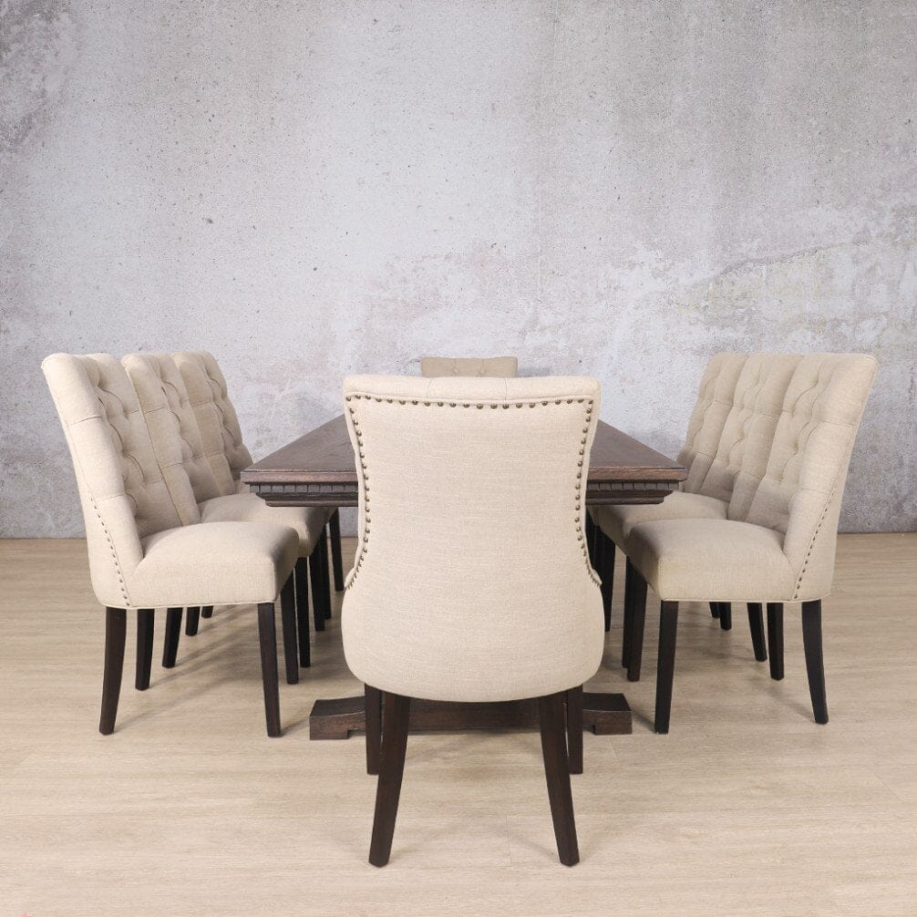 Belmont Fluted Wood Top & Duchess 8 Seater Dining Set Dining room set Leather Gallery