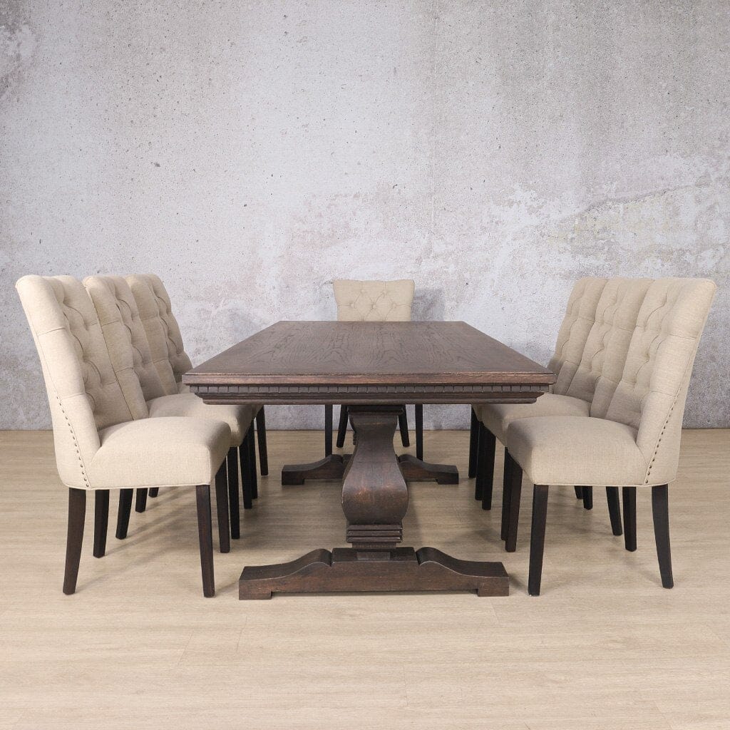Belmont Fluted Wood Top & Duchess 8 Seater Dining Set Dining room set Leather Gallery