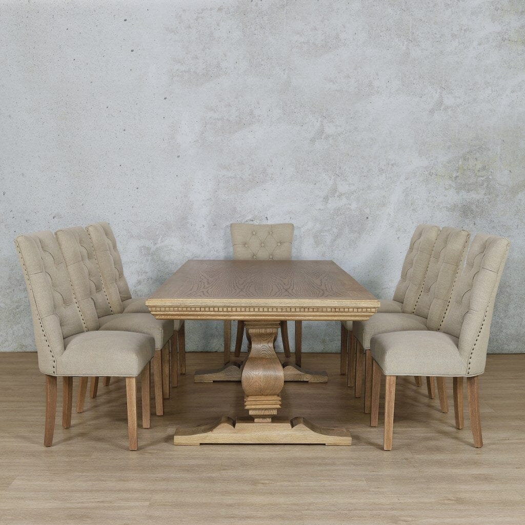 Belmont Fluted Wood Top & Duchess 8 Seater Dining Set Dining room set Leather Gallery