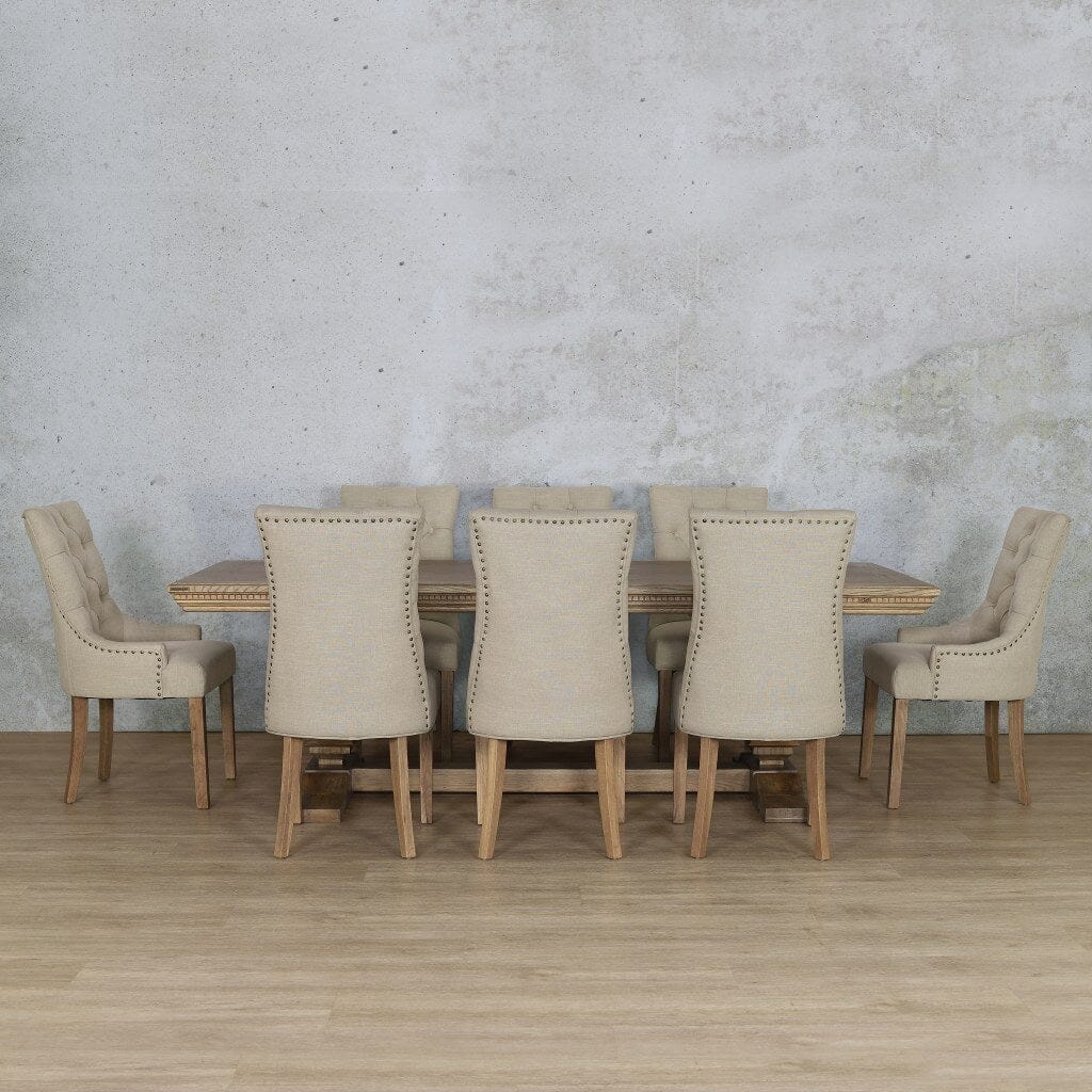 Belmont Fluted Wood Top & Duchess 8 Seater Dining Set Dining room set Leather Gallery