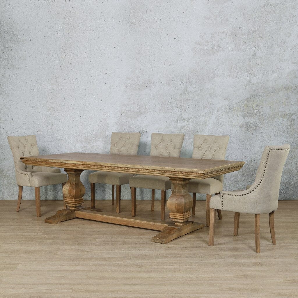 Belmont Fluted Wood Top & Duchess 8 Seater Dining Set Dining room set Leather Gallery