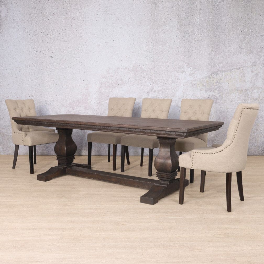Belmont Fluted Wood Top & Duchess 8 Seater Dining Set Dining room set Leather Gallery