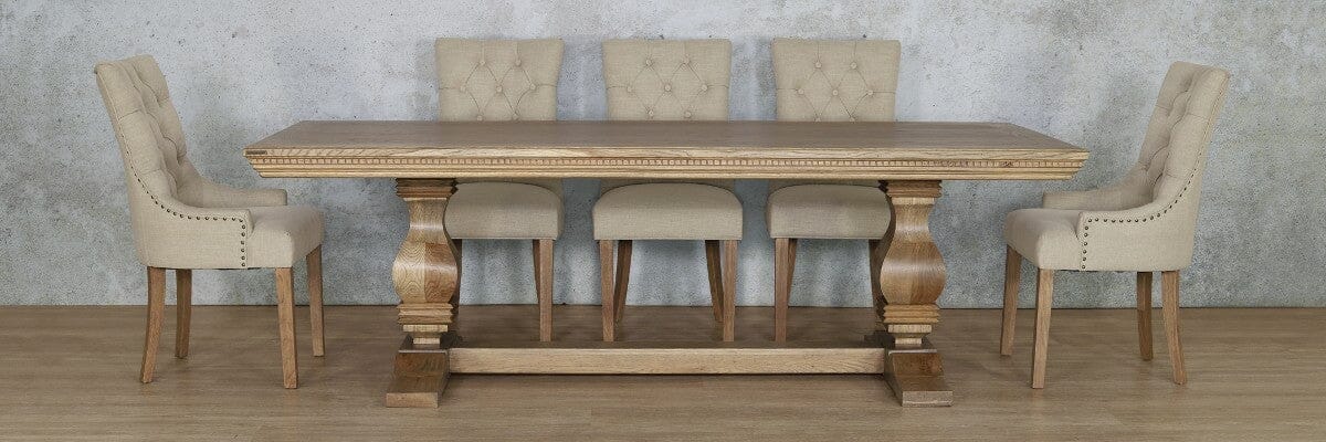 Belmont Fluted Wood Top & Duchess 8 Seater Dining Set Dining room set Leather Gallery