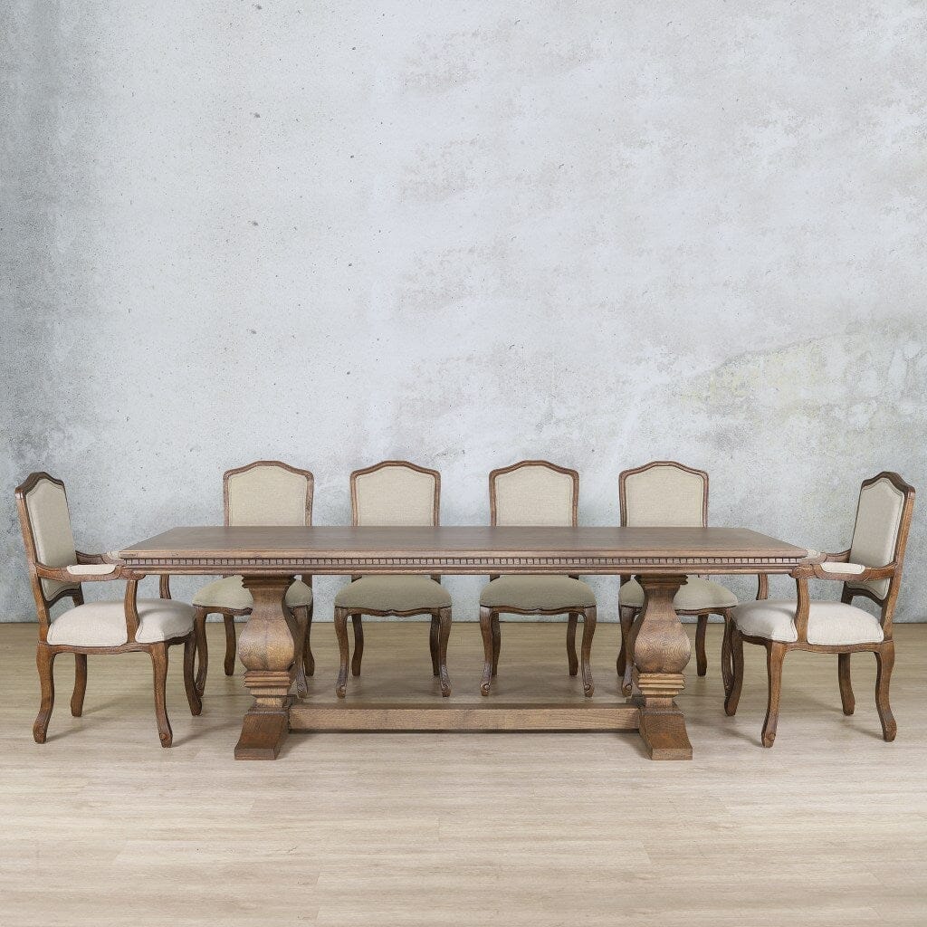 Belmont Fluted Wood Top & Duke 10 Seater Dining Set Dining room set Leather Gallery Antique Dark Oak