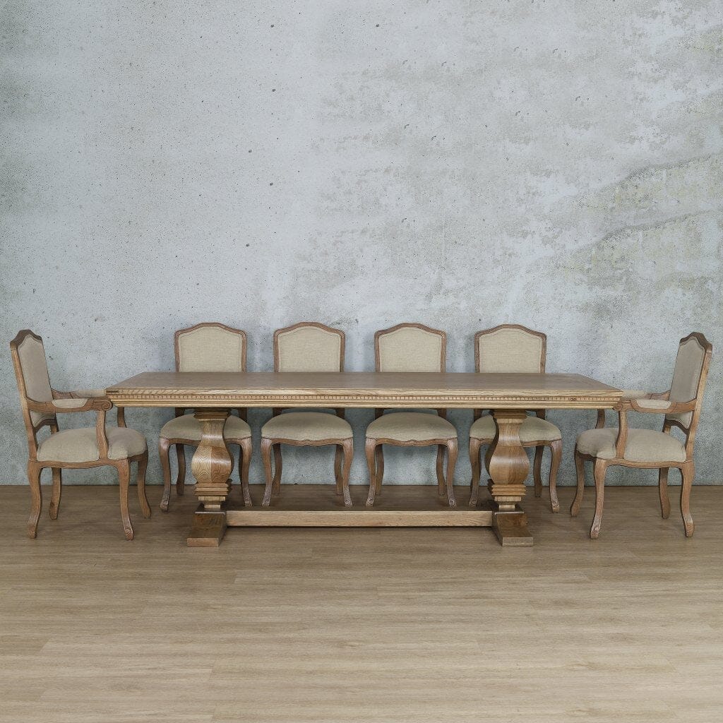 Belmont Fluted Wood Top & Duke 10 Seater Dining Set Dining room set Leather Gallery Antique Natural Oak