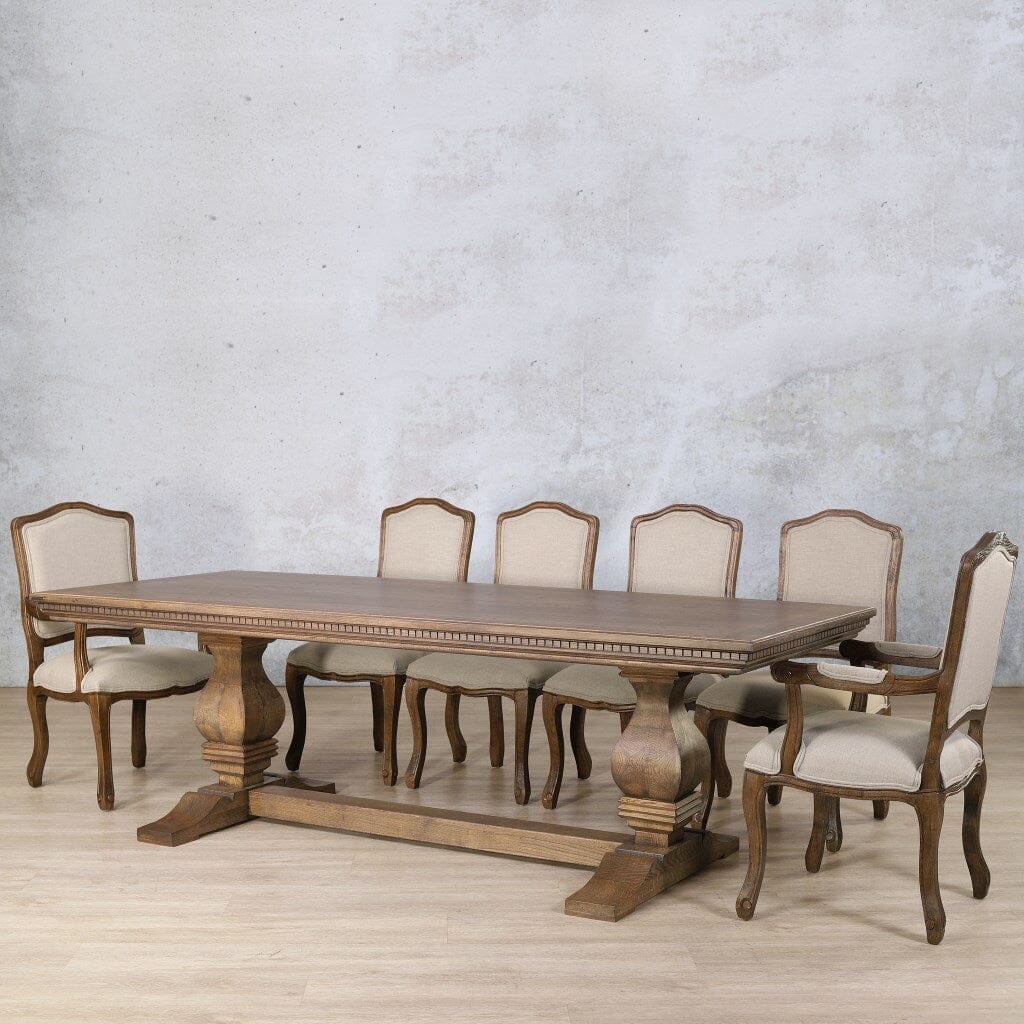 Belmont Fluted Wood Top & Duke 10 Seater Dining Set Dining room set Leather Gallery  Antique Dark Oak