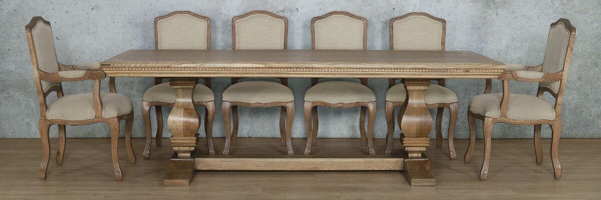 Belmont Fluted Wood Top & Duke 10 Seater Dining Set Dining room set Leather Gallery