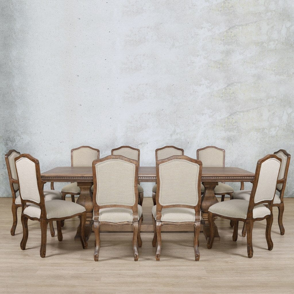 Belmont Fluted Wood Top & Duke 10 Seater Dining Set Dining room set Leather Gallery  Antique Dark Oak