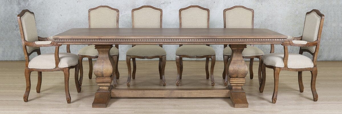 Belmont Fluted Wood Top & Duke 10 Seater Dining Set Dining room set Leather Gallery