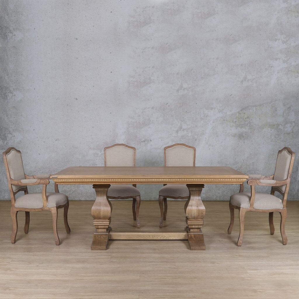 Belmont Fluted Wood Top & Duke 6 Seater Dining Set Dining room set Leather Gallery Antique Natural Oak