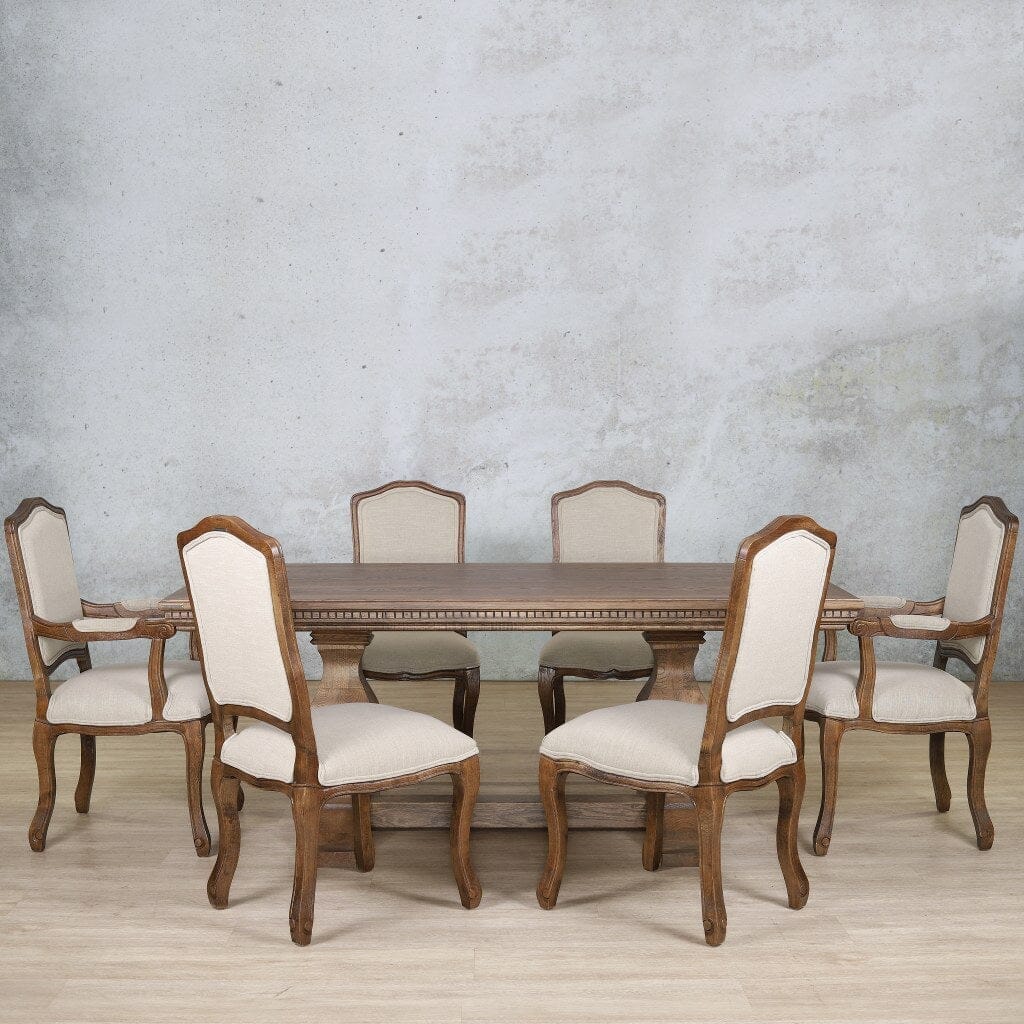 Belmont Fluted Wood Top & Duke 6 Seater Dining Set Dining room set Leather Gallery