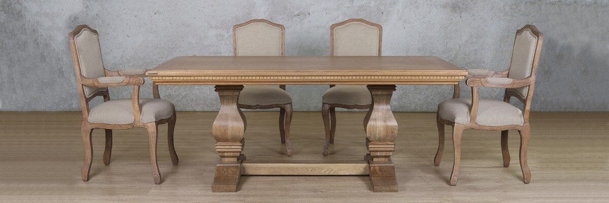 Belmont Fluted Wood Top & Duke 6 Seater Dining Set Dining room set Leather Gallery