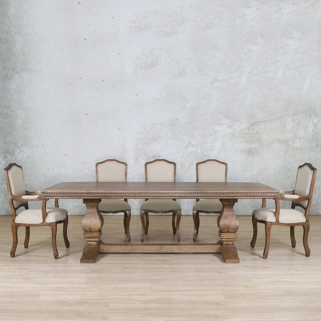 Belmont Fluted Wood Top & Duke 8 Seater Dining Set Dining room set Leather Gallery Antique Dark Oak