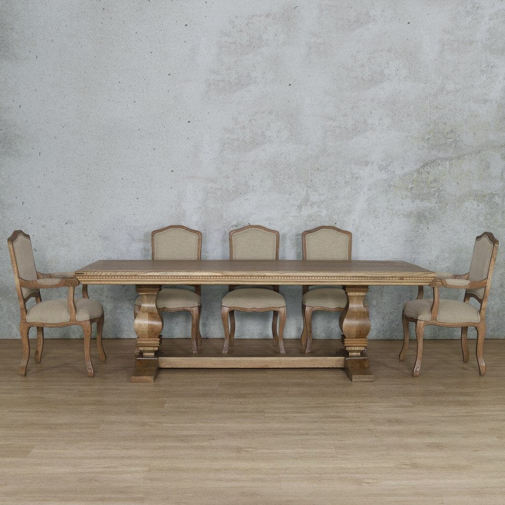 Belmont Fluted Wood Top & Duke 8 Seater Dining Set Dining room set Leather Gallery Antique Natural Oak