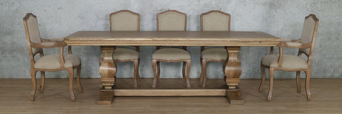 Belmont Fluted Wood Top & Duke 8 Seater Dining Set Dining room set Leather Gallery