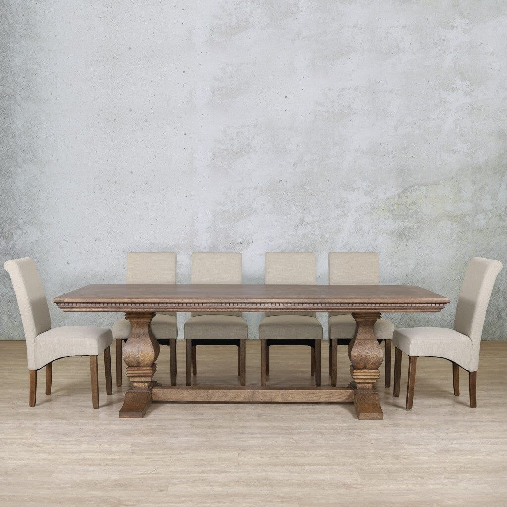 Belmont Fluted Wood Top & Windsor 10 Seater Dining Set Dining room set Leather Gallery Antique Dark Oak