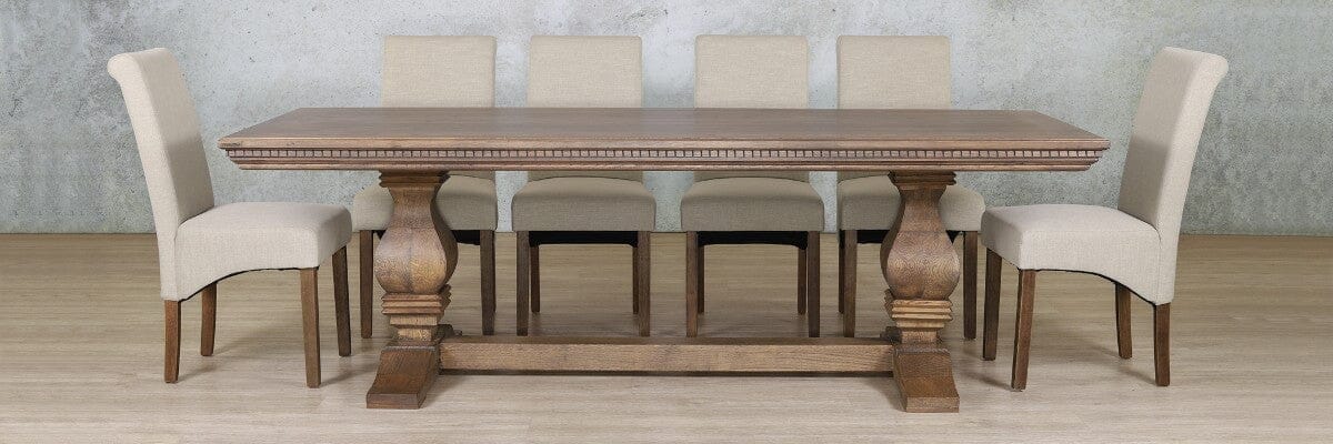 Belmont Fluted Wood Top & Windsor 10 Seater Dining Set Dining room set Leather Gallery