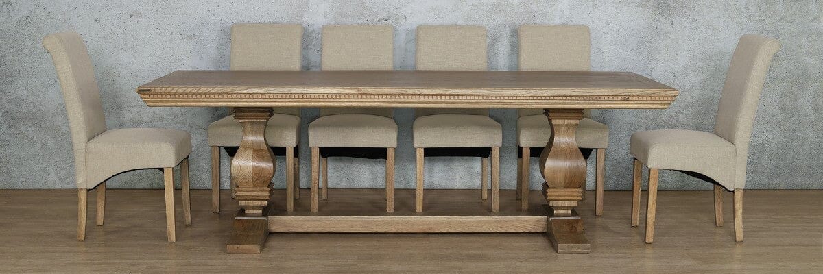 Belmont Fluted Wood Top & Windsor 10 Seater Dining Set Dining room set Leather Gallery