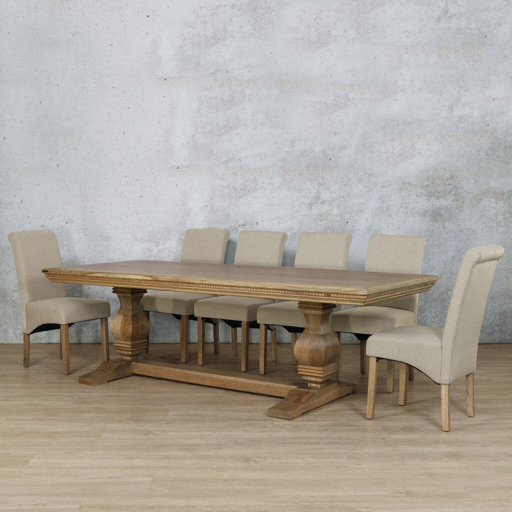 Belmont Fluted Wood Top & Windsor 10 Seater Dining Set Dining room set Leather Gallery  Antique Natural Oak