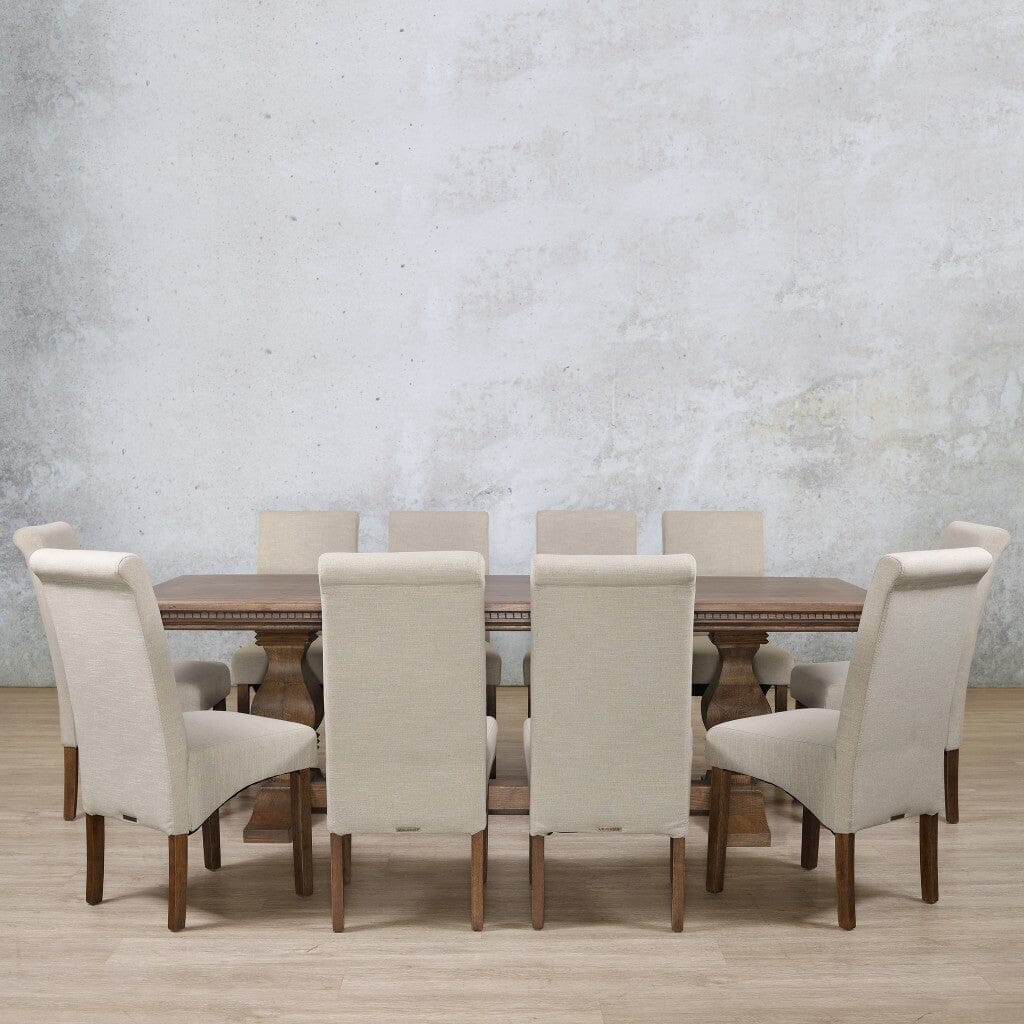 Belmont Fluted Wood Top & Windsor 10 Seater Dining Set Dining room set Leather Gallery  Antique Dark Oak