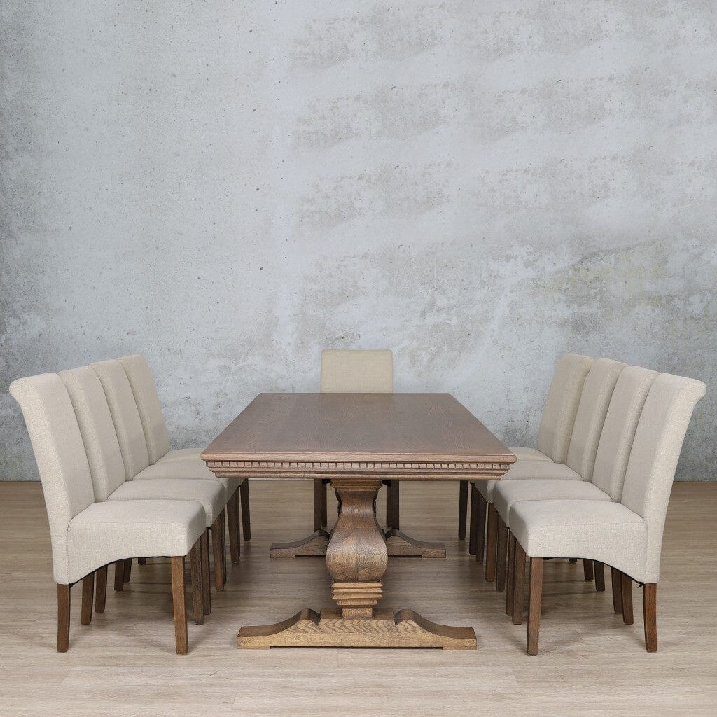 Belmont Fluted Wood Top & Windsor 10 Seater Dining Set Dining room set Leather Gallery  Antique Dark Oak