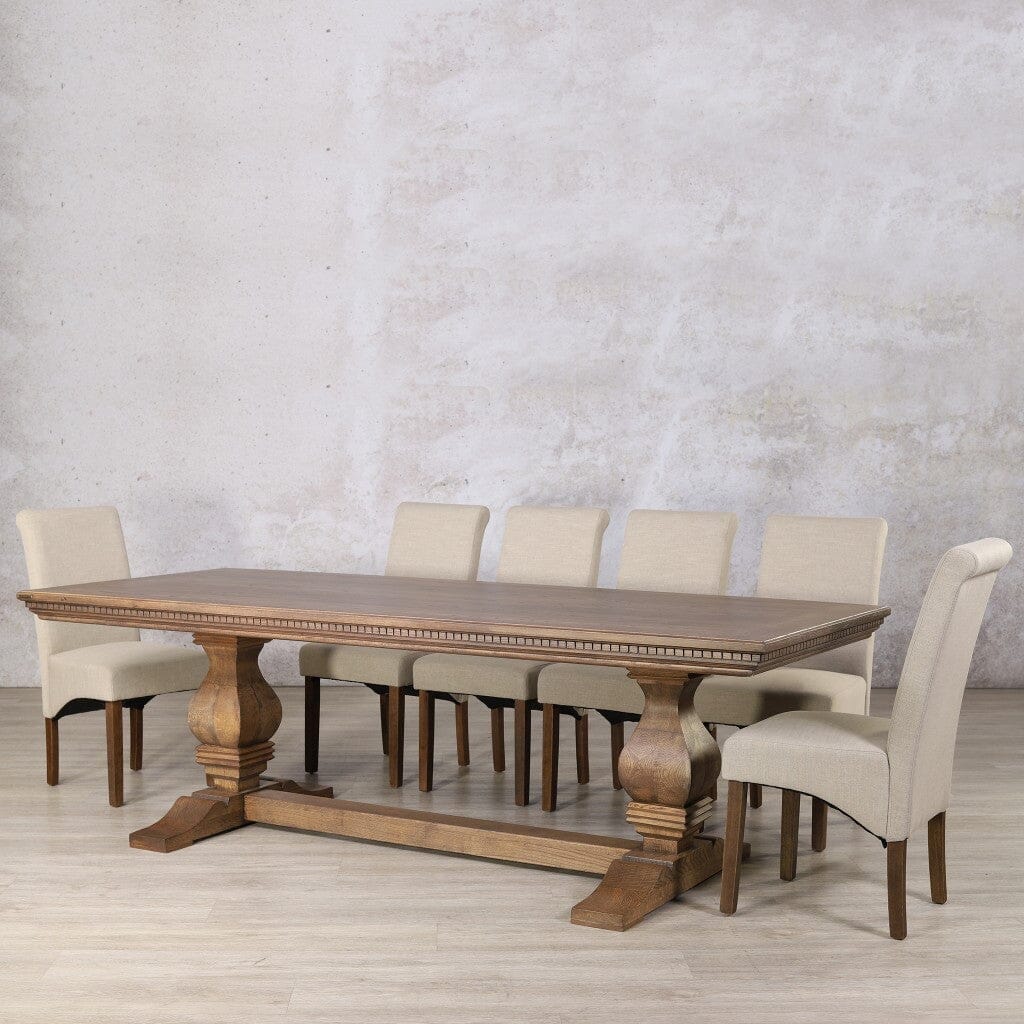 Belmont Fluted Wood Top & Windsor 10 Seater Dining Set Dining room set Leather Gallery  Antique Dark Oak