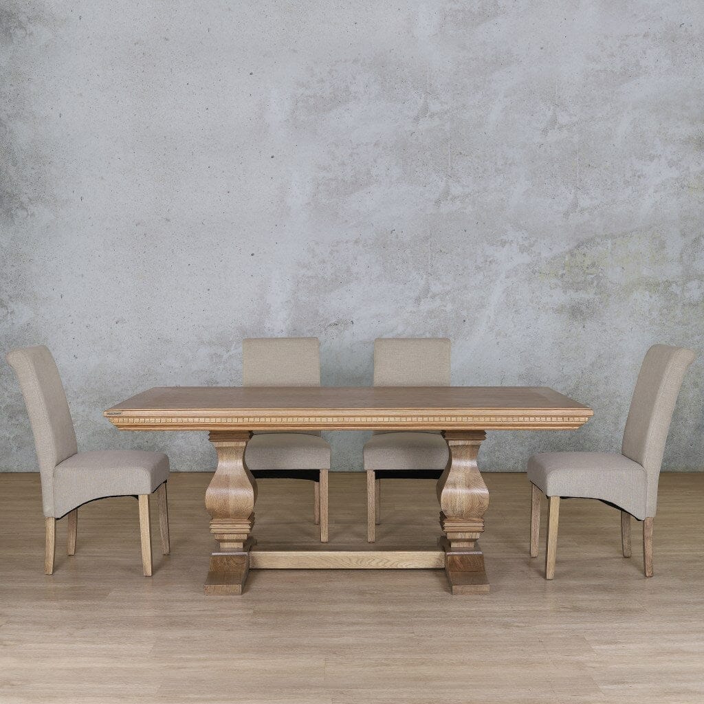 Belmont Fluted Wood Top & Windsor 6 Seater Dining Set Dining room set Leather Gallery Antique Natural Oak