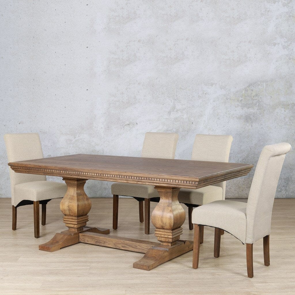 Belmont Fluted Wood Top & Windsor 6 Seater Dining Set Dining room set Leather Gallery  Antique Dark Oak