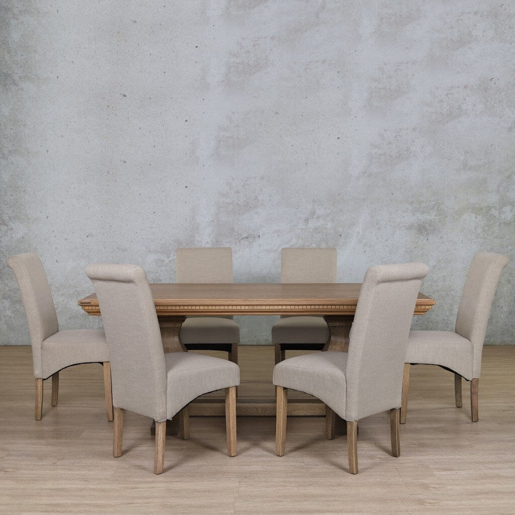 Belmont Fluted Wood Top & Windsor 6 Seater Dining Set Dining room set Leather Gallery  Antique Natural Oak