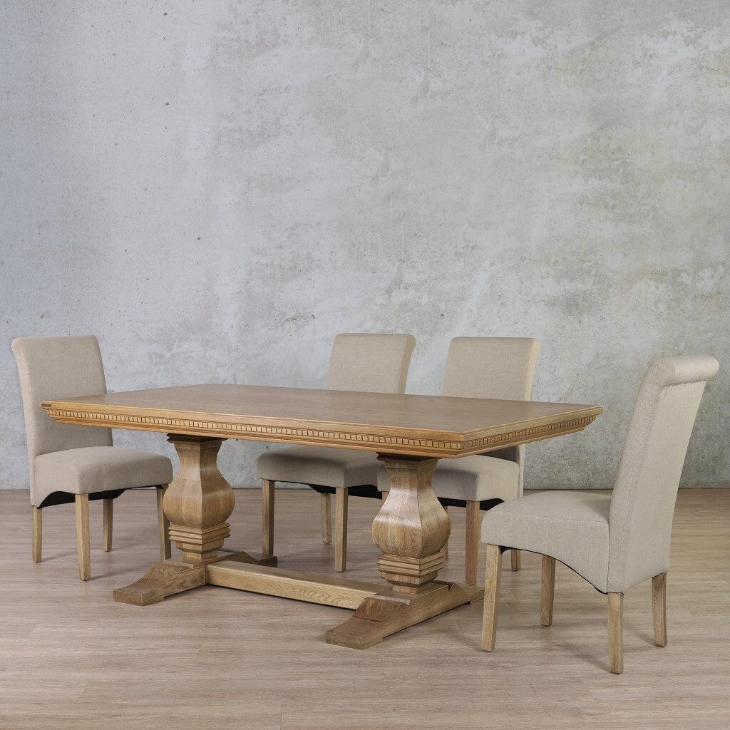 Belmont Fluted Wood Top & Windsor 6 Seater Dining Set Dining room set Leather Gallery  Antique Natural Oak