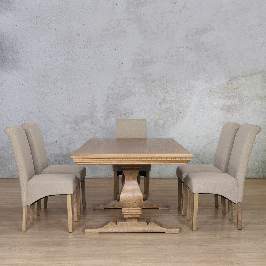 Belmont Fluted Wood Top & Windsor 6 Seater Dining Set Dining room set Leather Gallery  Antique Natural Oak