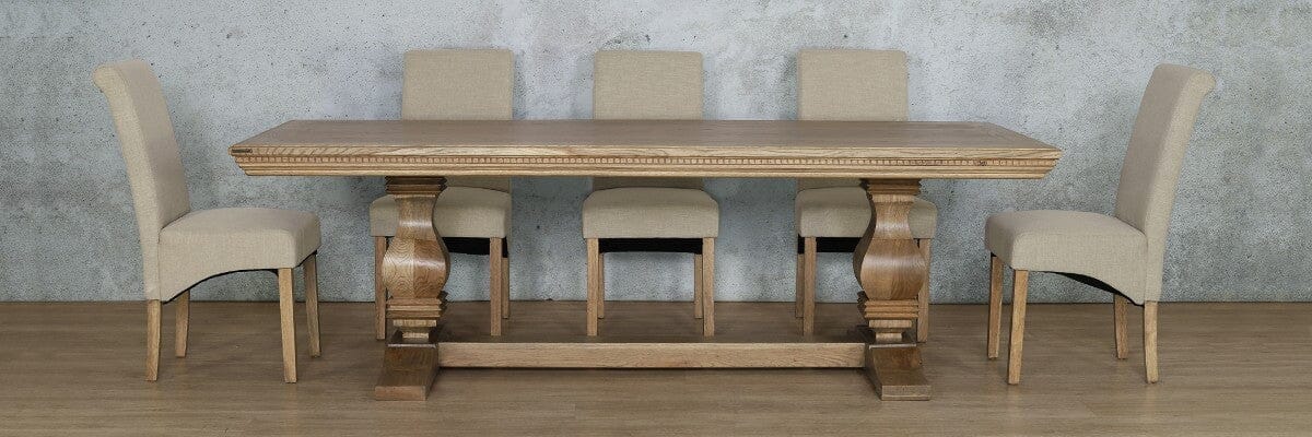 Belmont Fluted Wood Top & Windsor 8 Seater Dining Set Dining room set Leather Gallery