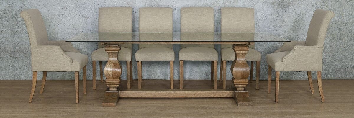 Belmont Glass Top & Baron 10 Seater Dining Set Dining room set Leather Gallery