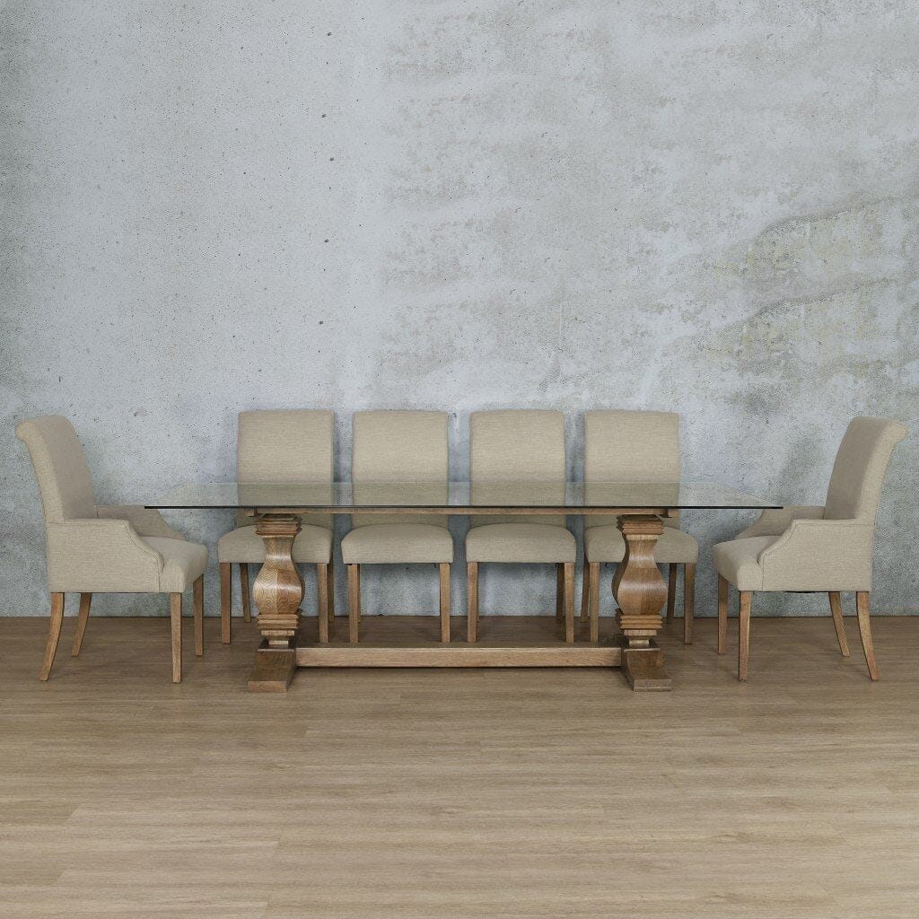 Belmont Glass Top & Baron 10 Seater Dining Set Dining room set Leather Gallery