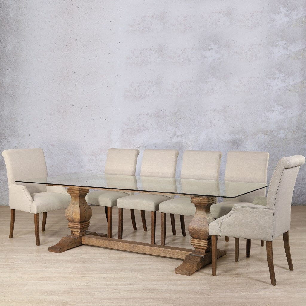 Belmont Glass Top & Baron 10 Seater Dining Set Dining room set Leather Gallery Antique Dark Oak