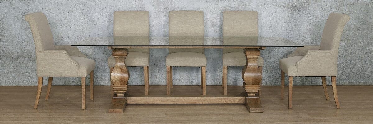 Belmont Glass Top & Baron 8 Seater Dining Set Dining room set Leather Gallery