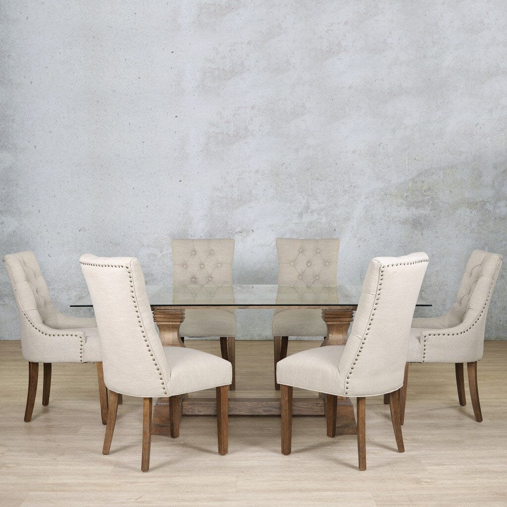 Belmont Glass Top & Duchess 6 Seater Dining Set Dining room set Leather Gallery