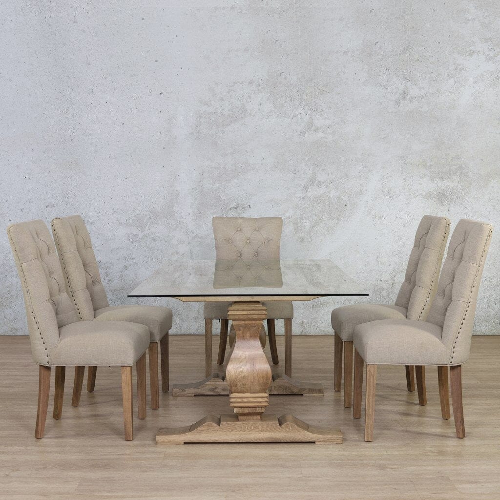 Belmont Glass Top & Duchess 6 Seater Dining Set Dining room set Leather Gallery