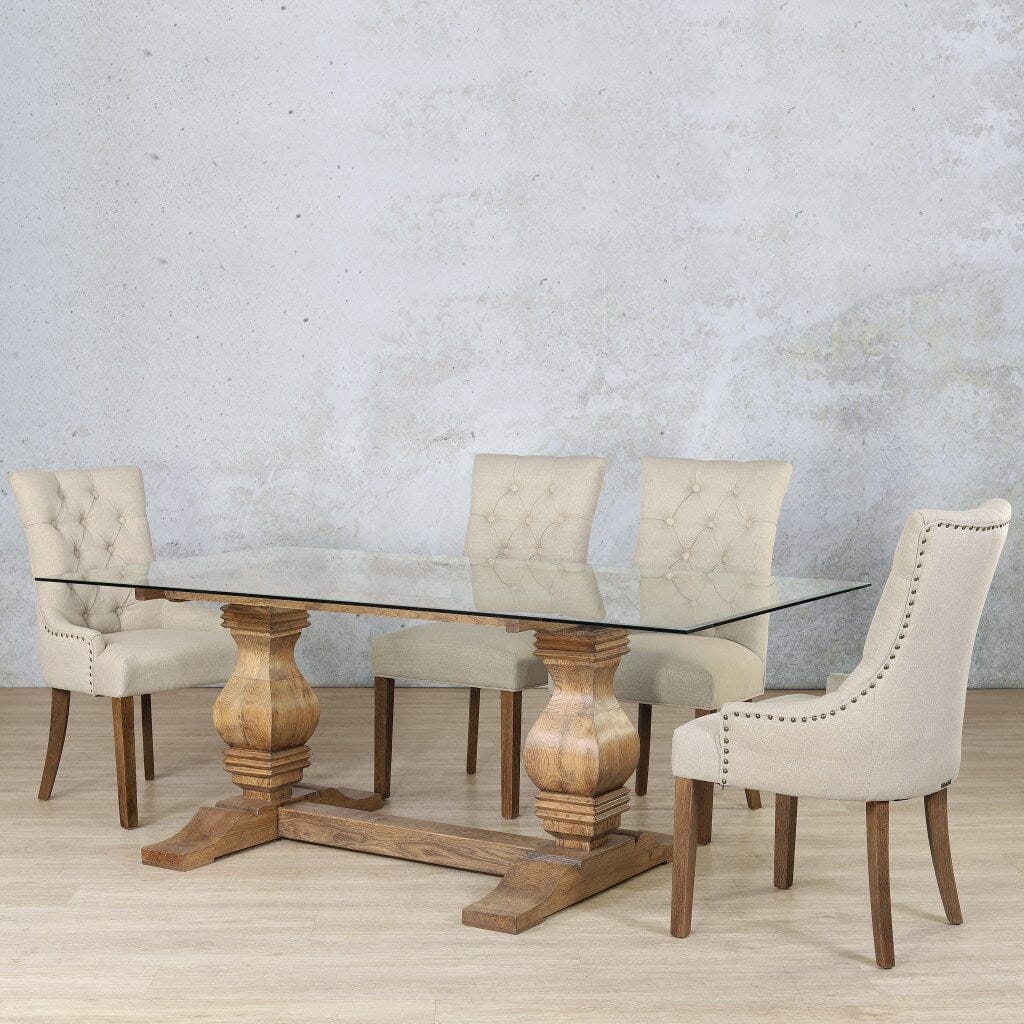 Belmont Glass Top & Duchess 6 Seater Dining Set Dining room set Leather Gallery