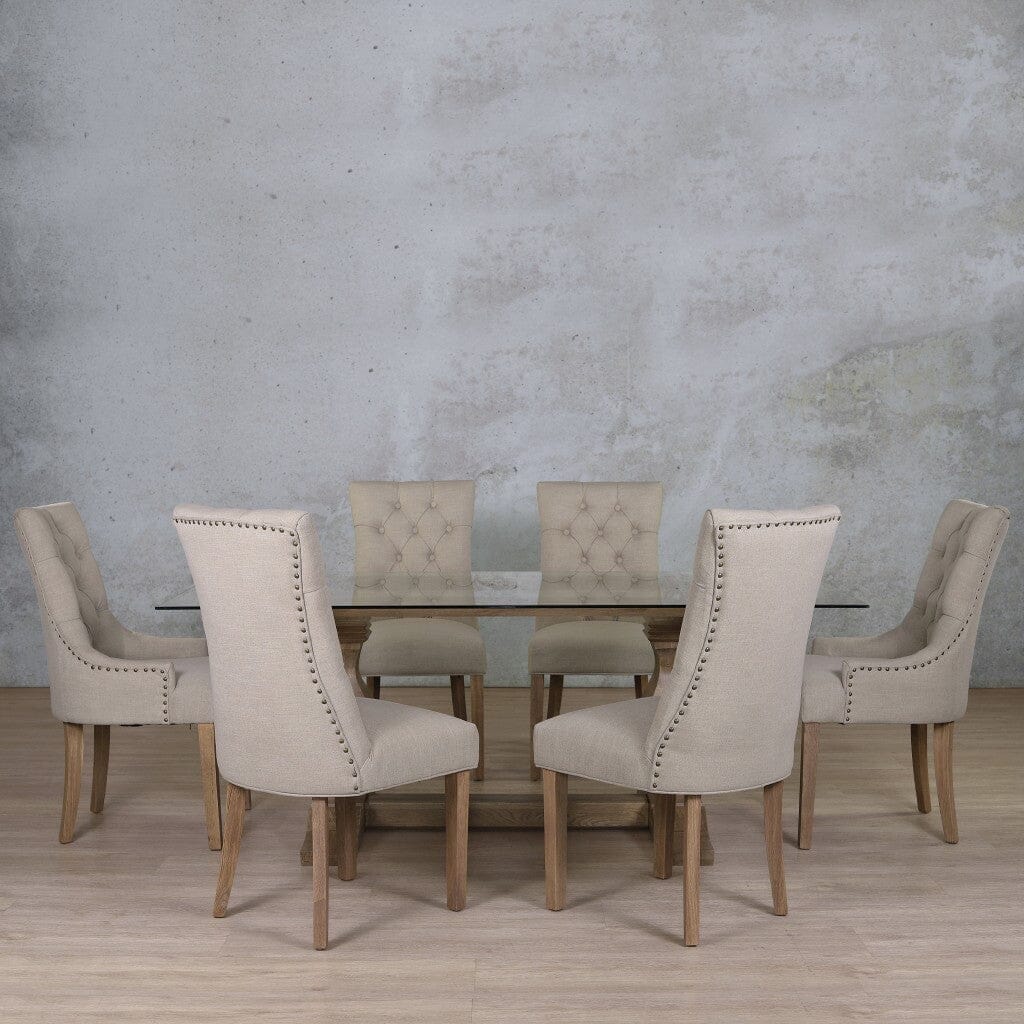 Belmont Glass Top & Duchess 6 Seater Dining Set Dining room set Leather Gallery