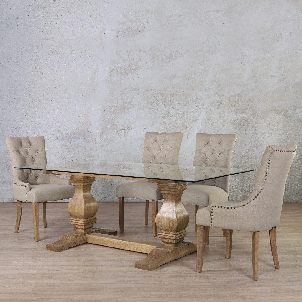 Belmont Glass Top & Duchess 6 Seater Dining Set Dining room set Leather Gallery