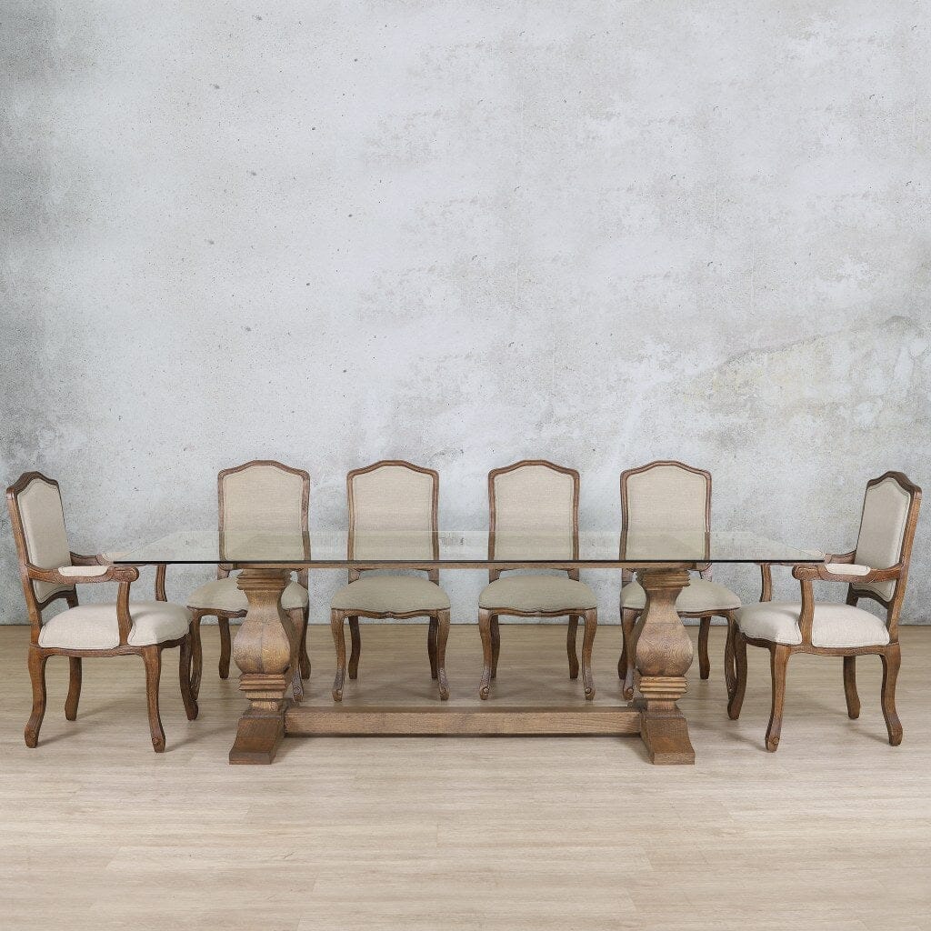 Belmont Glass Top & Duke 10 Seater Dining Set Dining room set Leather Gallery Antique Dark Oak