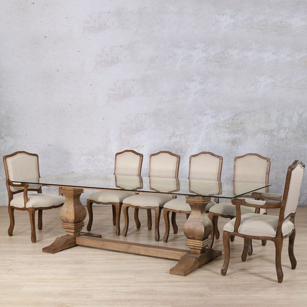Belmont Glass Top & Duke 10 Seater Dining Set Dining room set Leather Gallery