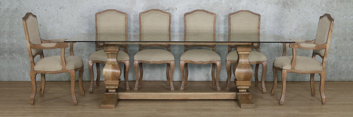 Belmont Glass Top & Duke 10 Seater Dining Set Dining room set Leather Gallery