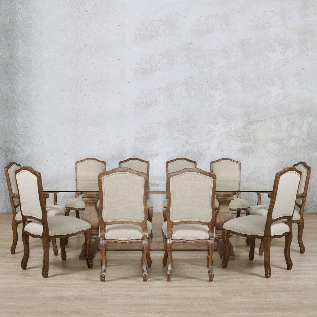 Belmont Glass Top & Duke 10 Seater Dining Set Dining room set Leather Gallery