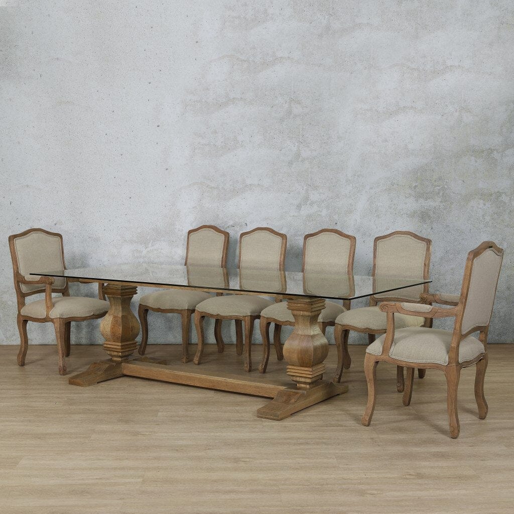 Belmont Glass Top & Duke 10 Seater Dining Set Dining room set Leather Gallery