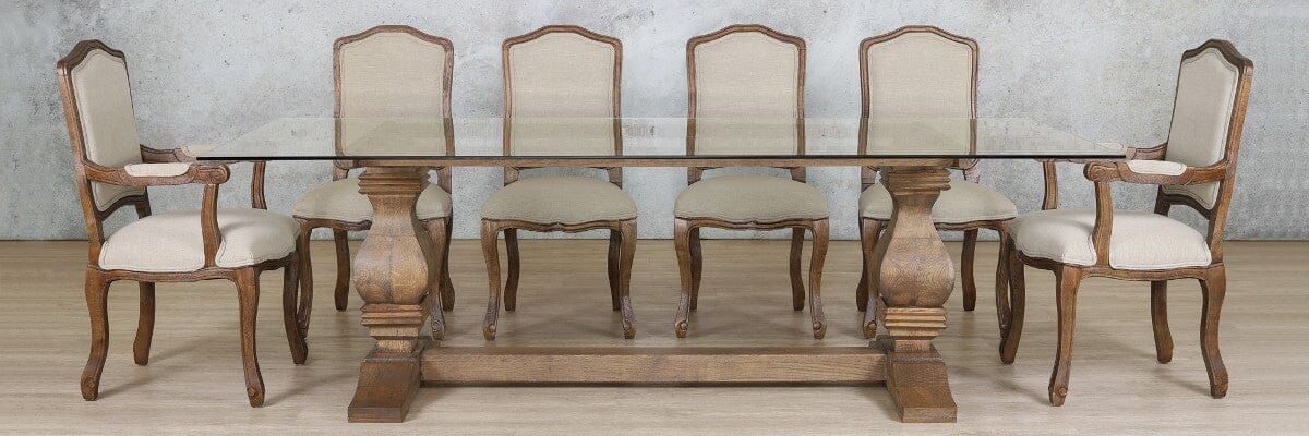Belmont Glass Top & Duke 10 Seater Dining Set Dining room set Leather Gallery