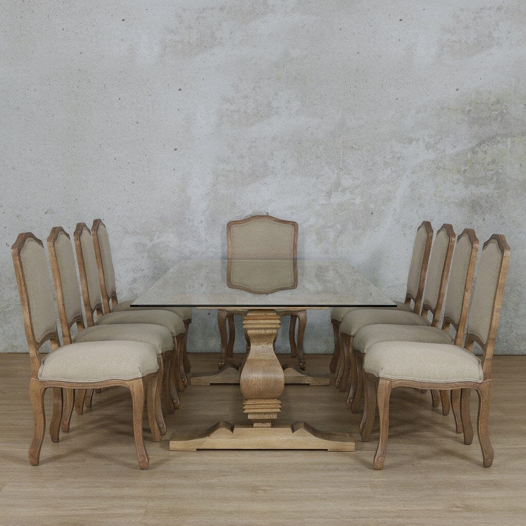 Belmont Glass Top & Duke 10 Seater Dining Set Dining room set Leather Gallery