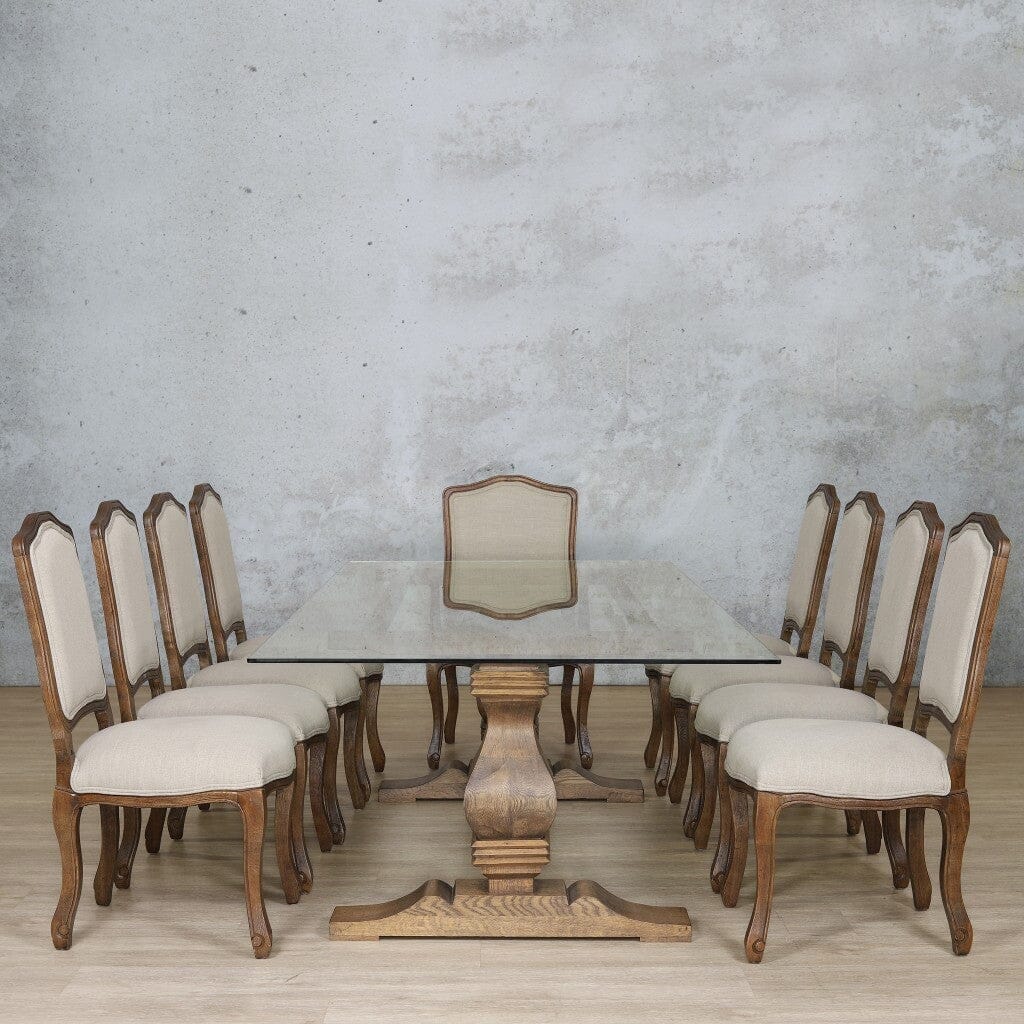 Belmont Glass Top & Duke 10 Seater Dining Set Dining room set Leather Gallery